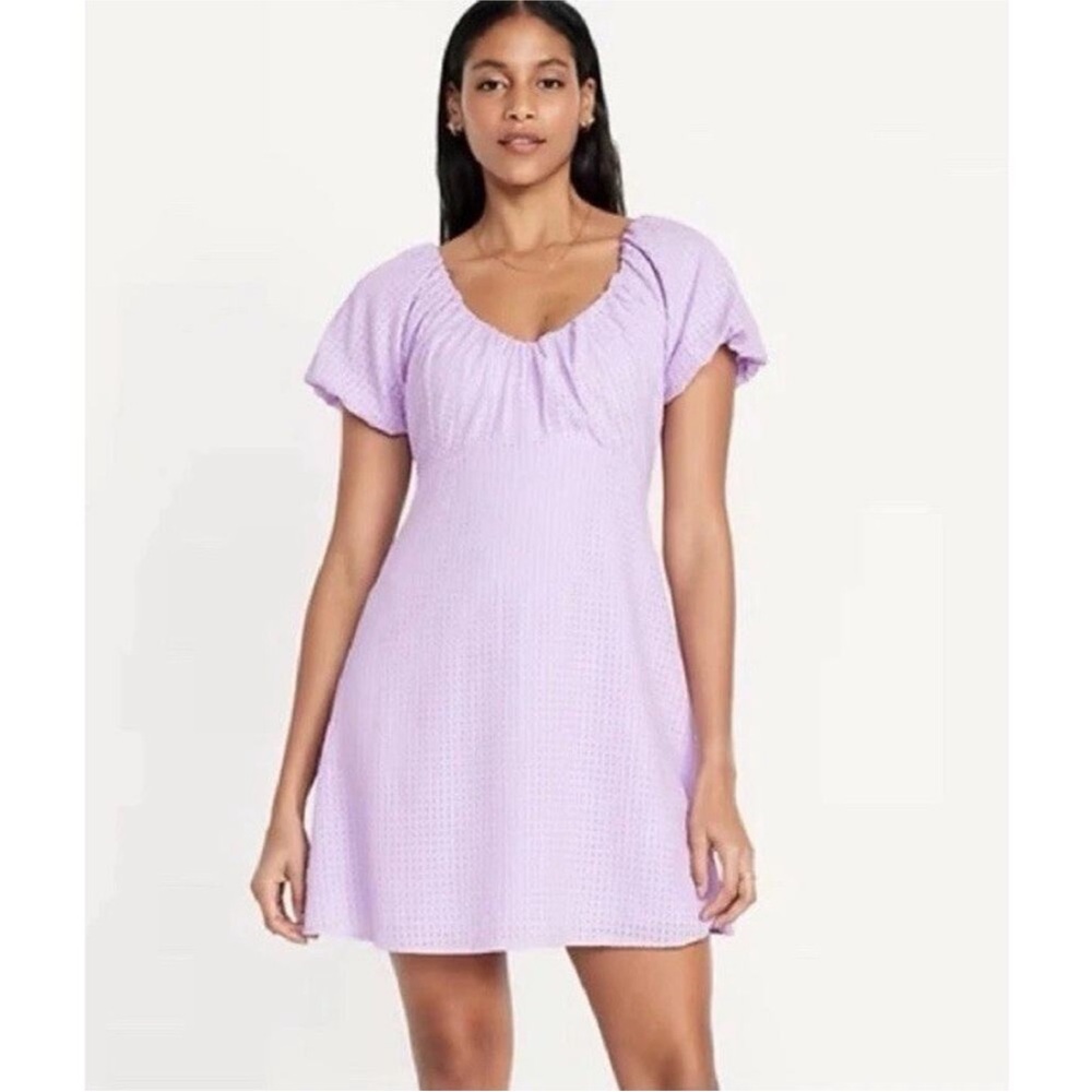 Old Navy Lavender Puff Sleeve Swing Dress